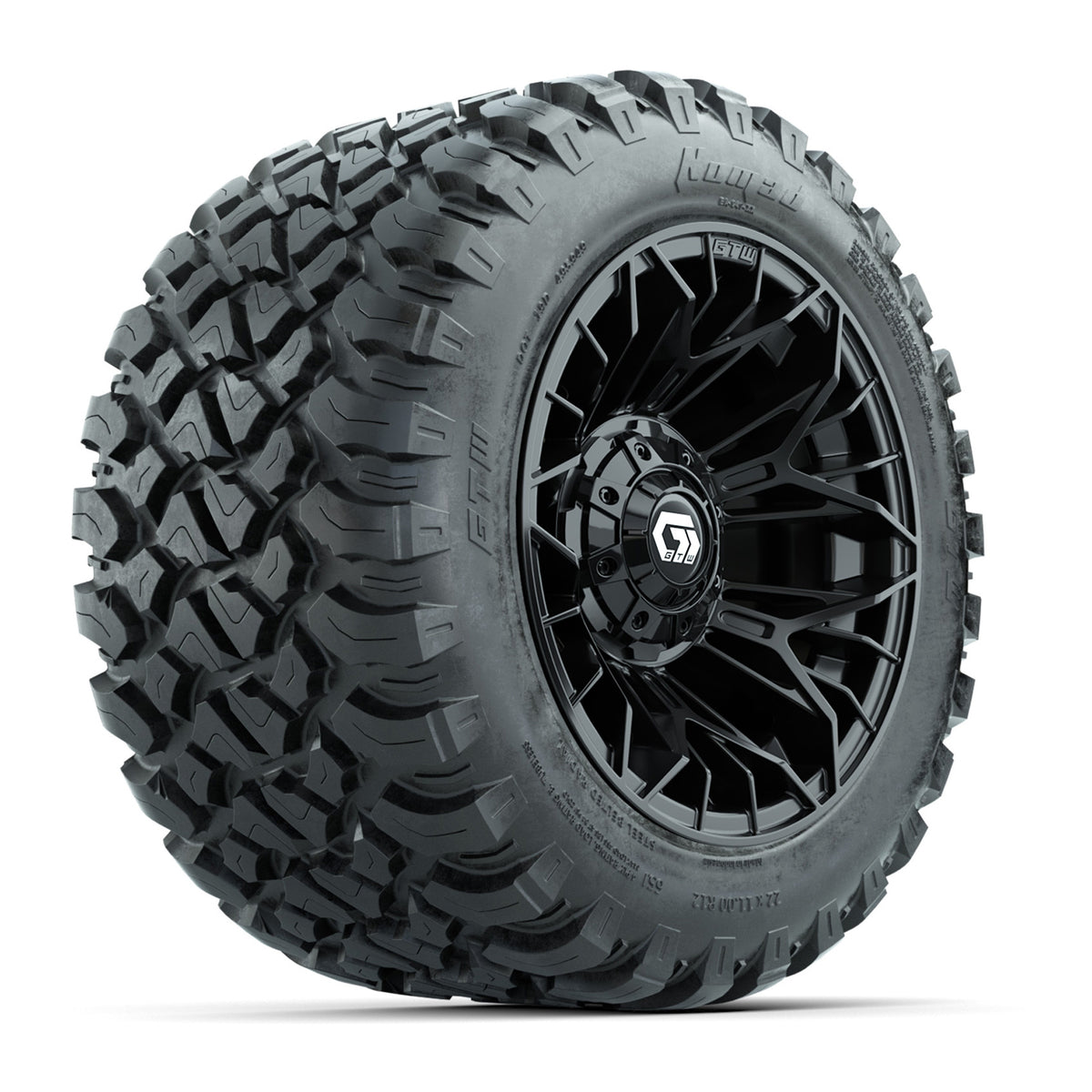 Set of (4) 12" GTW® Stellar Black Wheels with 22x11-R12 Nomad All-Terrain Tires