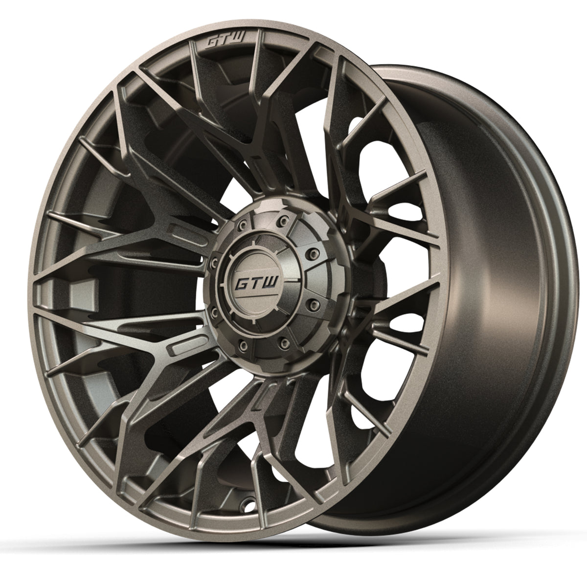 15" GTW® Stellar Bronze Golf Cart Wheels & 23x10-R15 Nomad All-Terrain Tires (Set of 4)