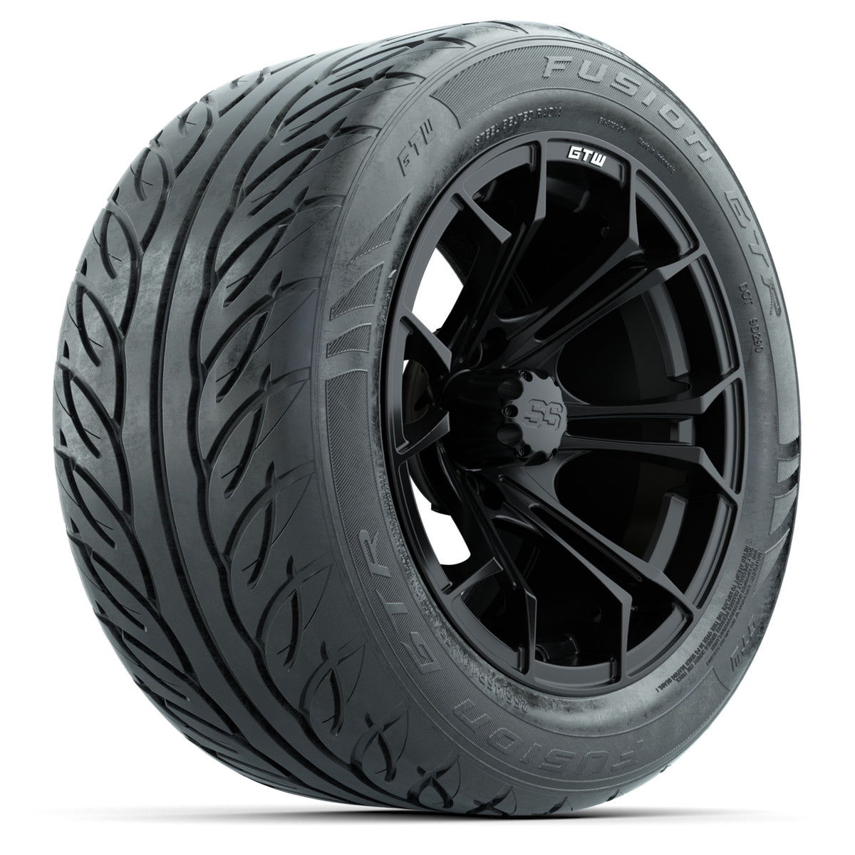 GTW Spyder Matte Black 14" Wheels & 255/45-R14 Fusion GTR Street Tires – Set of 4