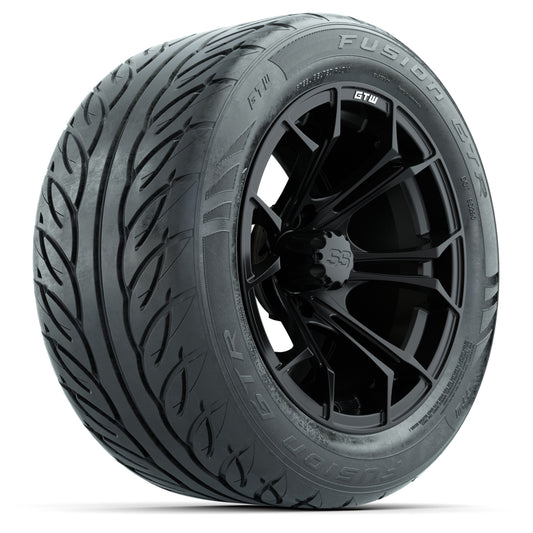 GTW Spyder Matte Black 14" Wheels & 255/45-R14 Fusion GTR Street Tires – Set of 4
