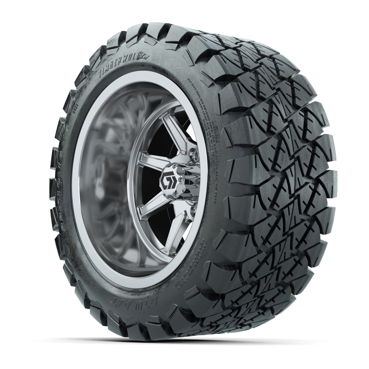 GTW Reaper Chrome 14" Golf Cart Wheels & 22X10-14 Timberwolf A/T Tires – Set of 4