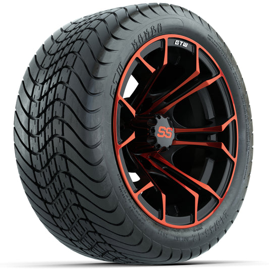 GTW Spyder Red/Black 12" Wheels with 215/35-12 GTW Mamba Street Tires Full Set