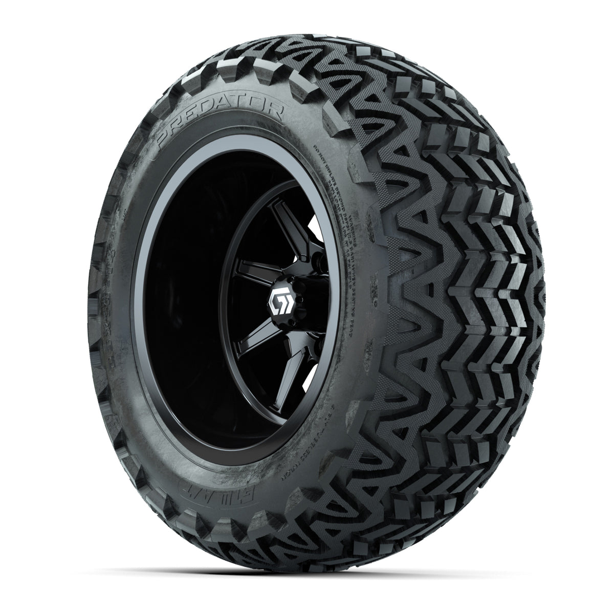 GTW Reaper Gloss Black 14" Golf Cart Wheels & 23X10-14 Predator A/T Tires – Set of 4