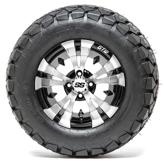 GTW Vampire 12" Black & Machined Wheels with 22" Timberwolf A/T Tires — Set of 4