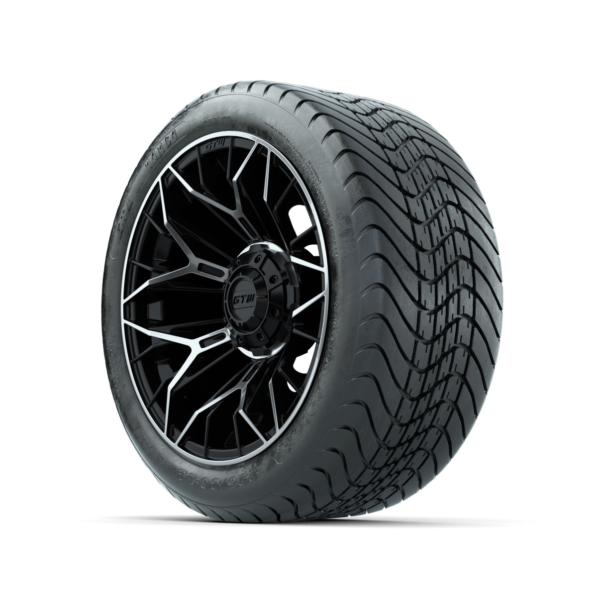 Set of (4) 14" GTW® Stellar Machined & Black Wheels with 225/30-14 Mamba Street Tire