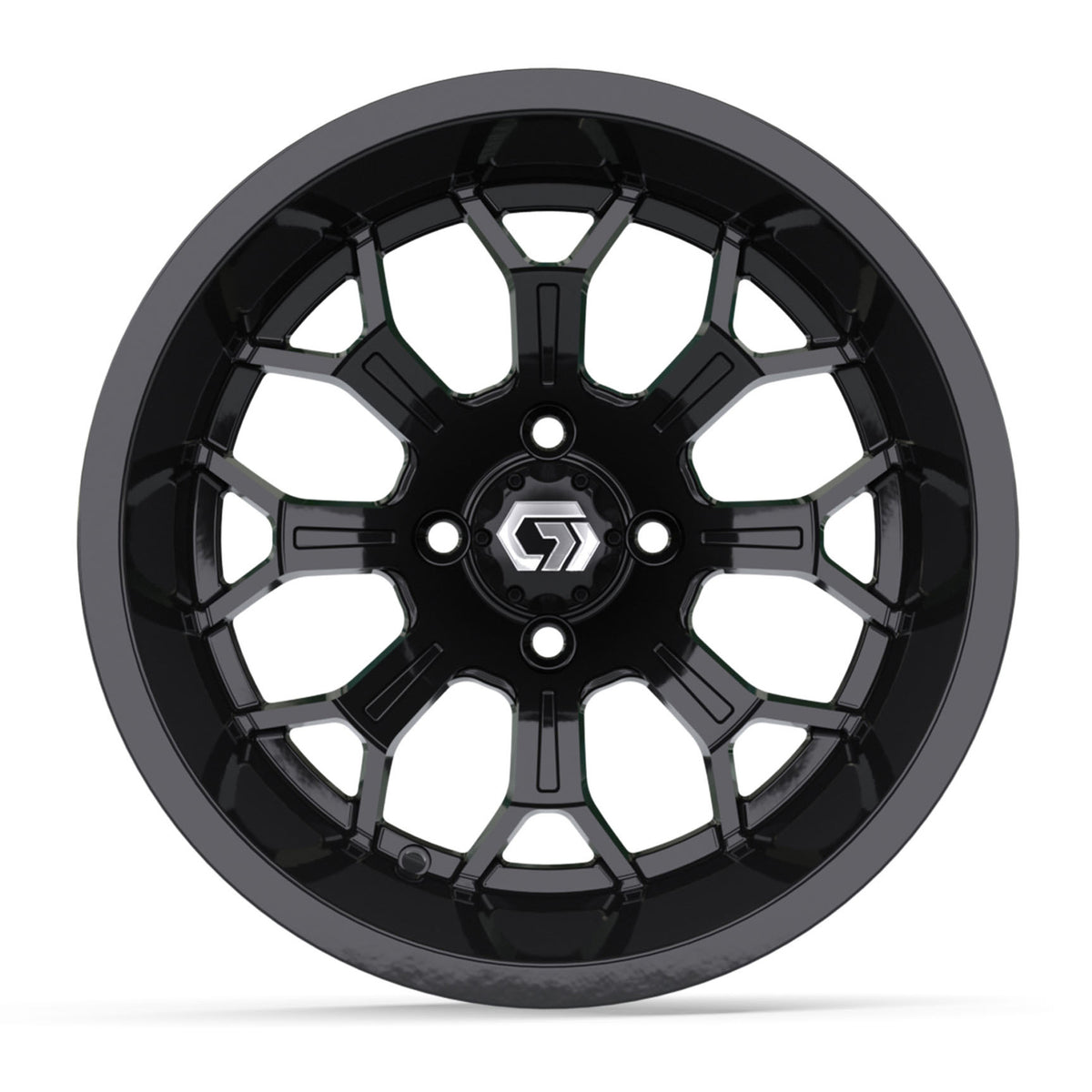 GTW Assault Gloss Black 15" Golf Cart Wheel | Deep Dish