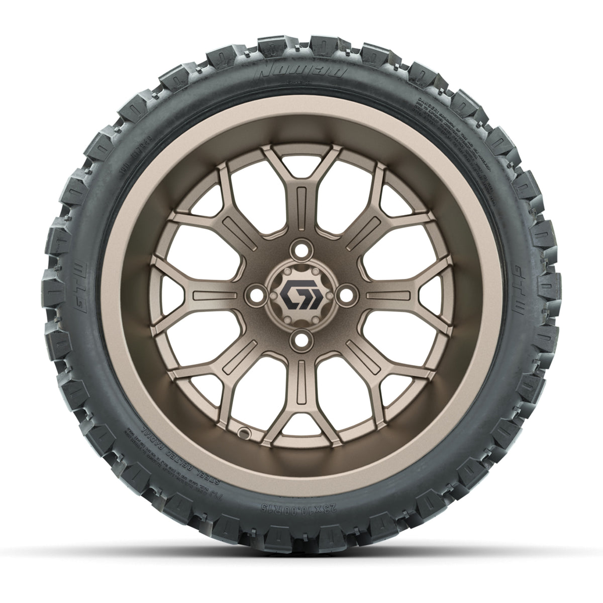 GTW® Assault Matte Bronze 15" Wheels with 23X10-R15 Nomad Steel Belted Radial All-Terrain Tires - Full Set