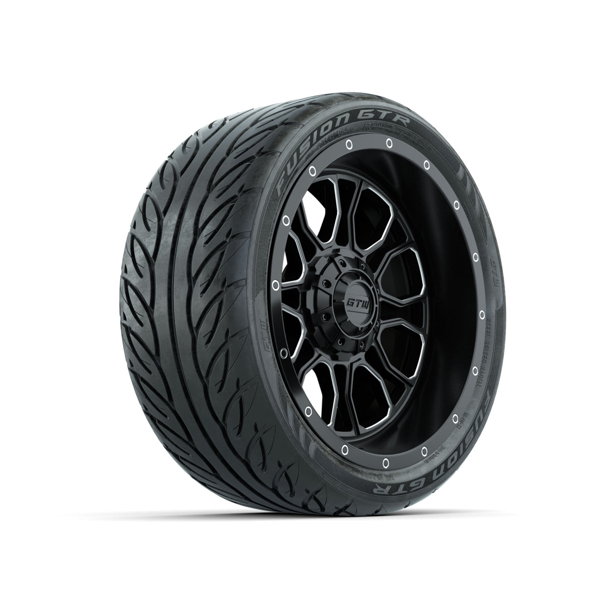 Set of (4) 14" GTW® Volt Machined & Black Wheels with 205/40-R14 Fusion GTR Street Tires
