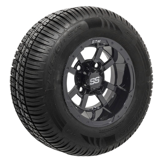 GTW Storm Trooper 10" Gloss Black Wheels with 20" Fusion DOT Street Tires — Set of 4