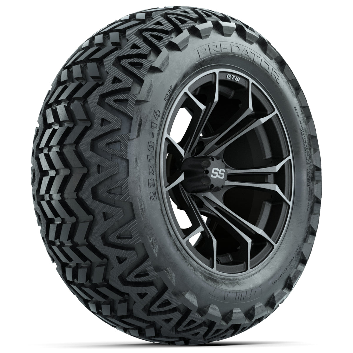 GTW Spyder Matte Grey 14 in Wheels with 23x10-14 GTW Predator All-Terrain Tires Full Set