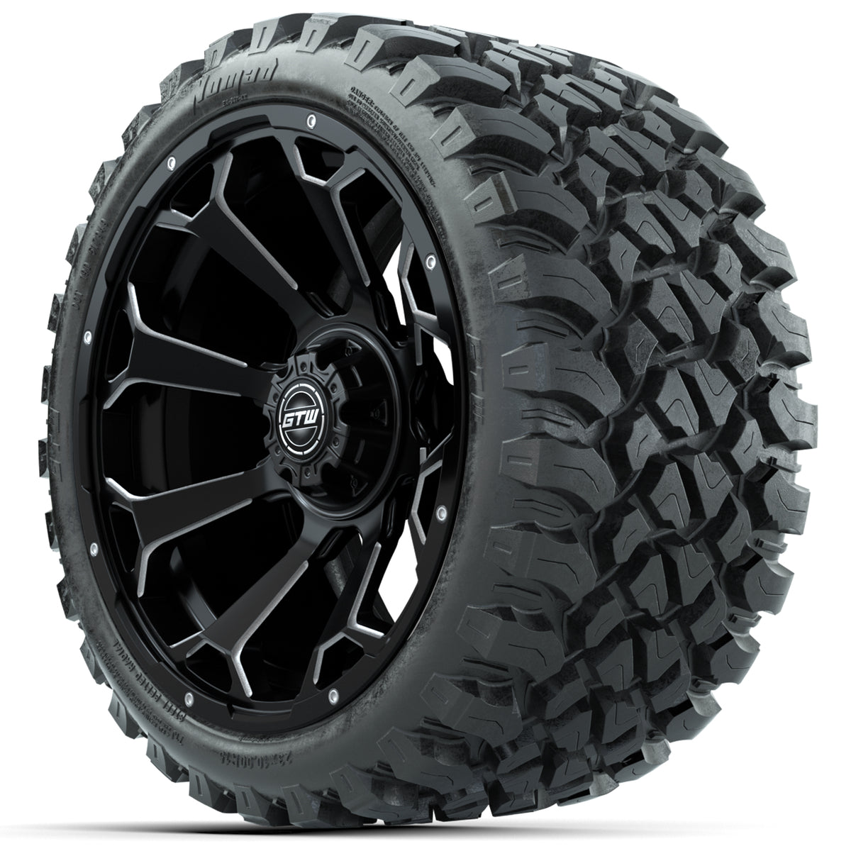 GTW Raven Matte Black 15" Wheels with 23x10-R15 Nomad All-Terrain Tires - Set of 4