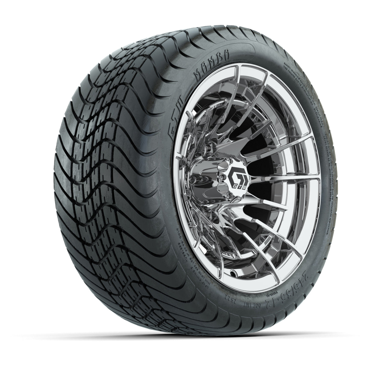 GTW® Boost Chrome 12 in Wheels with 215/35-12 Mamba Street Tires Full Set