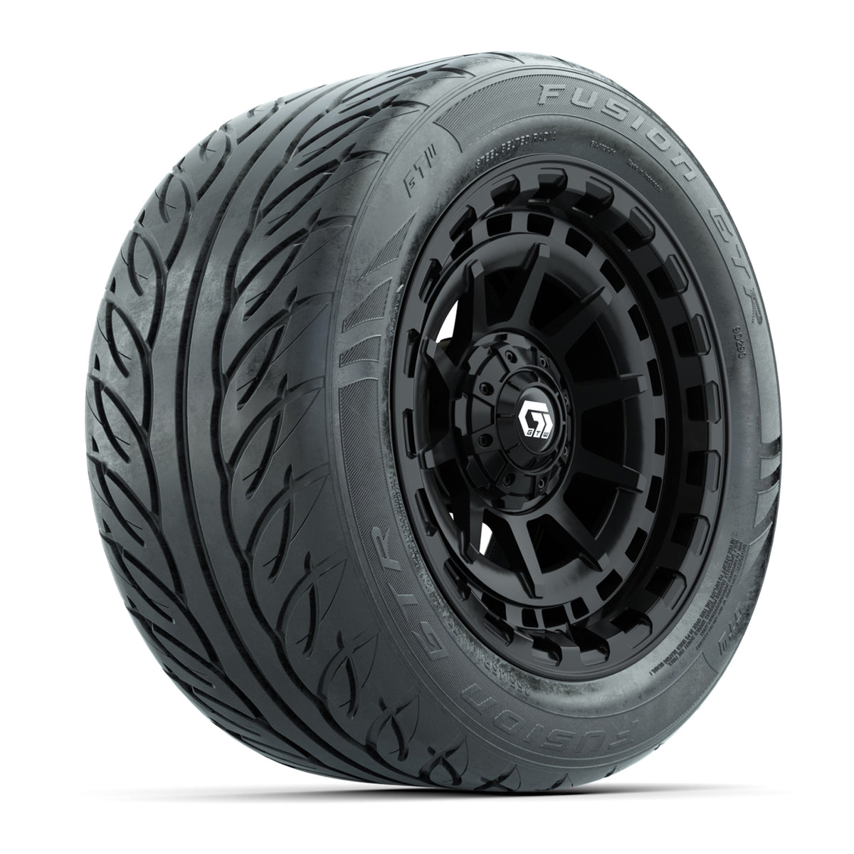 GTW Barricade Black 14" Wheels & 255/45-R14 Fusion GTR Street Tires – Set of 4