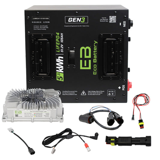 Eco Battery 51V 105Ah Lithium Golf Cart Battery Bundle - Advanced EV1 2017-2021 Thru Hole Gen3