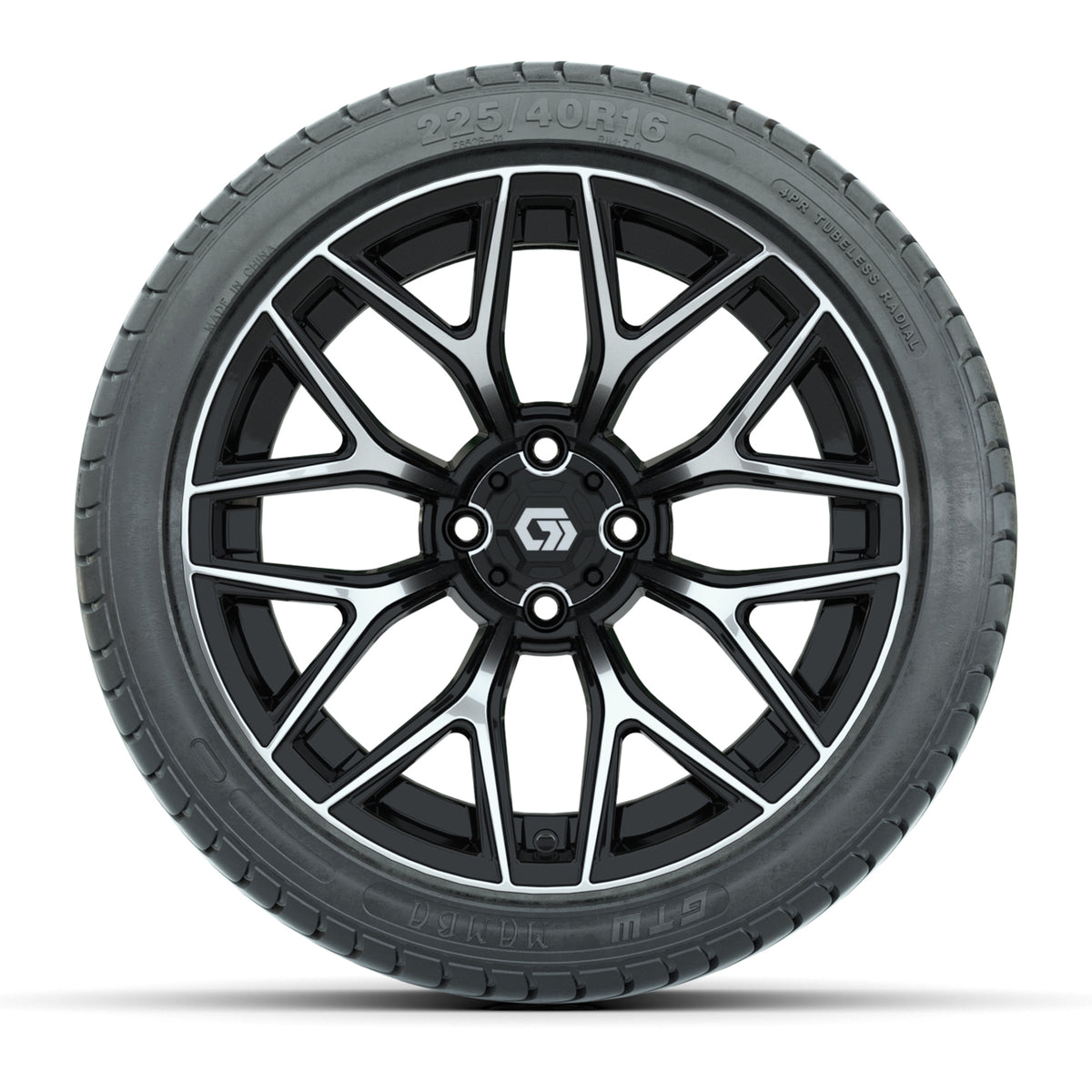 GTW® Monaco Black/Machined 16" Wheels with 225/40-R16 Mamba Street Tires - Full Set