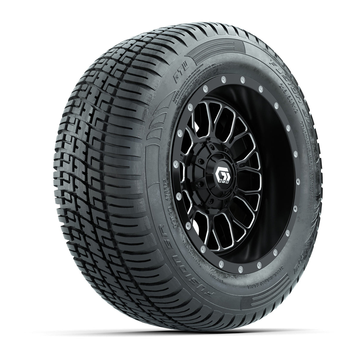 Set of (4) 12" GTW® Helix Machined & Black Wheels with 215/50-R12 Fusion S/R Street Tires