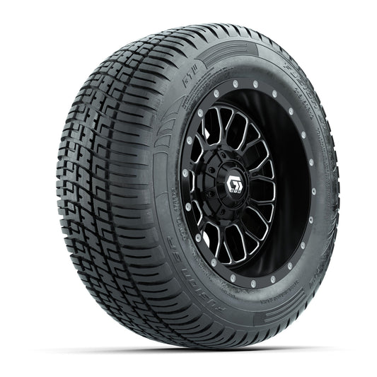 Set of (4) 12" GTW® Helix Machined & Black Wheels with 215/50-R12 Fusion S/R Street Tires
