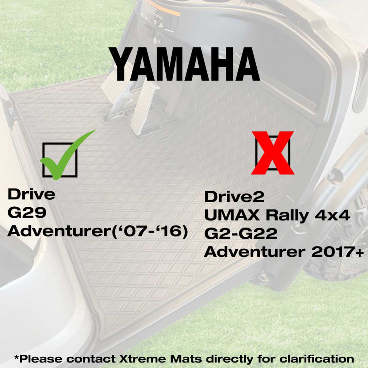 Xtreme Mats Golf Cart Floor Mat | Yamaha G29 / Drive — Black/Red