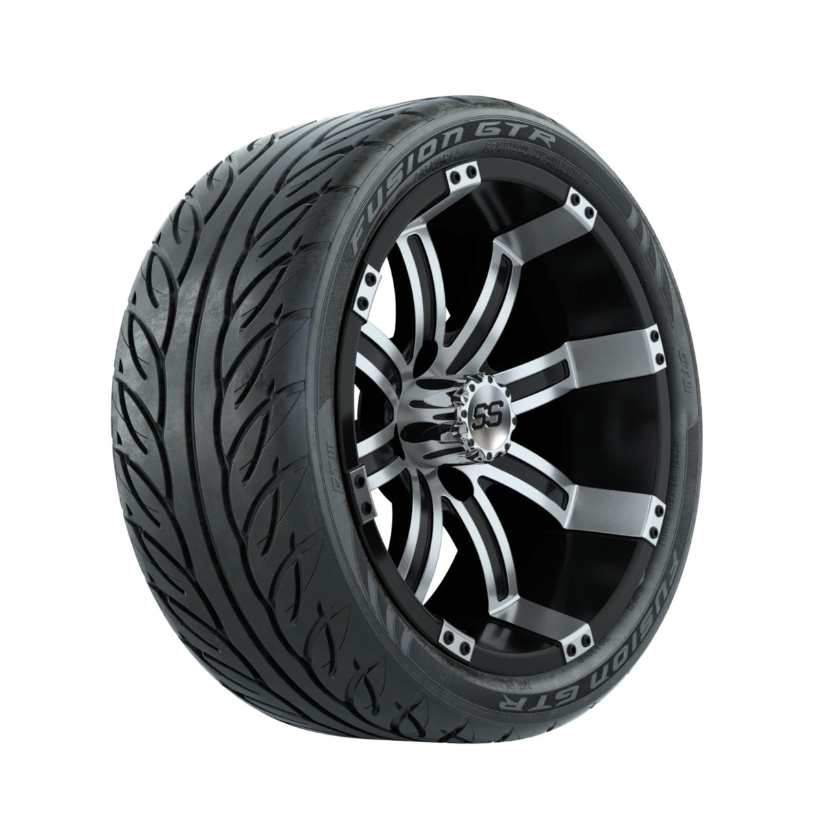 14" GTW Tempest Machined/Black Wheels with Fusion GTR Street Tires Set of 4