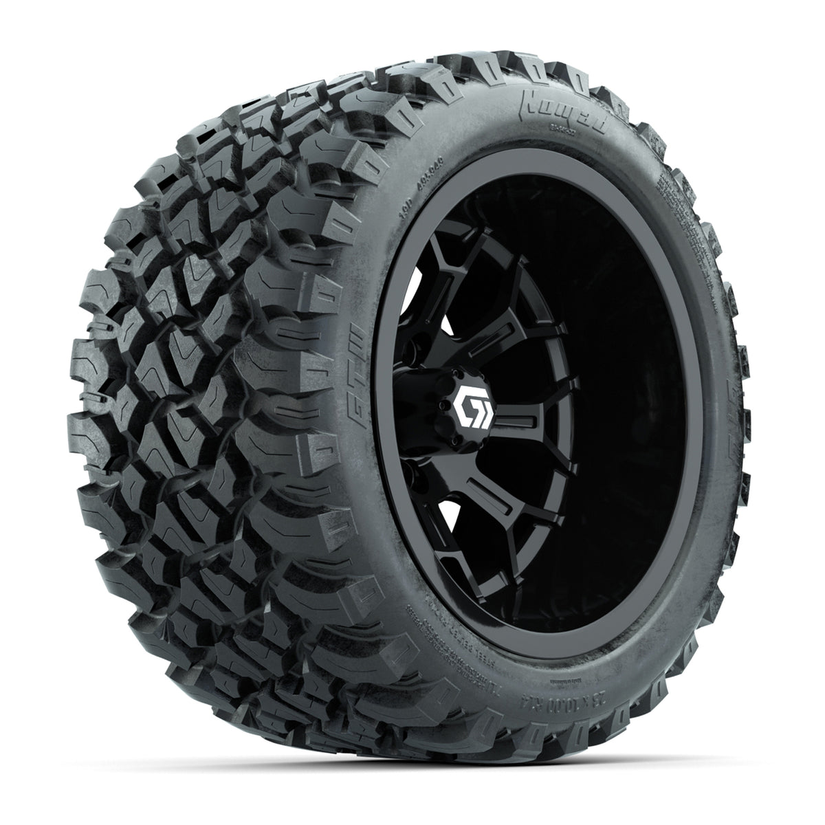 GTW® Assault Gloss Black 14" Wheels with 23X10-R14 Nomad Steel Belt Radial All-Terrain Tires - Full Set
