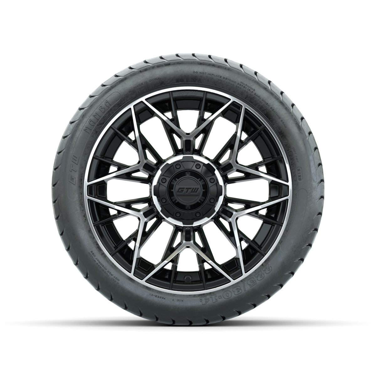 Set of (4) 14" GTW® Stellar Machined & Black Wheels with 225/30-14 Mamba Street Tire