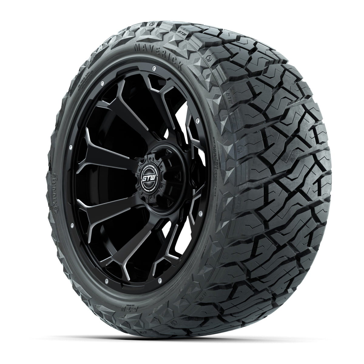 GTW Raven Matte Black 15" Wheels & 23x10.00-R15 Maverick All-Terrain Tires – Set of 4