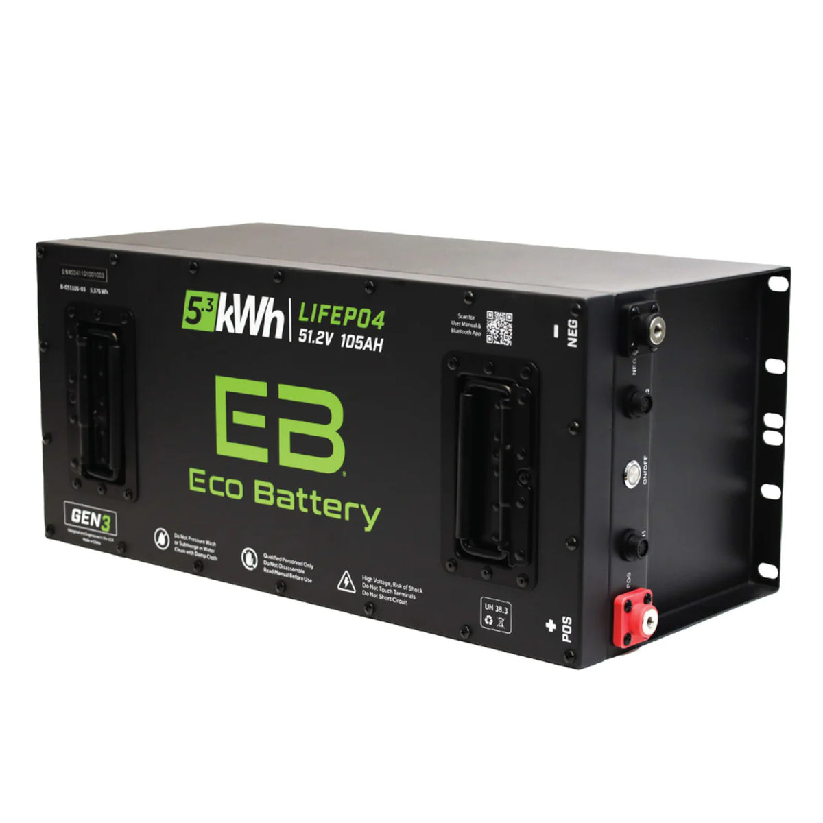 Eco Battery 51V 105Ah Lithium Golf Cart Battery Only - Skinny Style Gen3 (Battery Only, No Accessories)