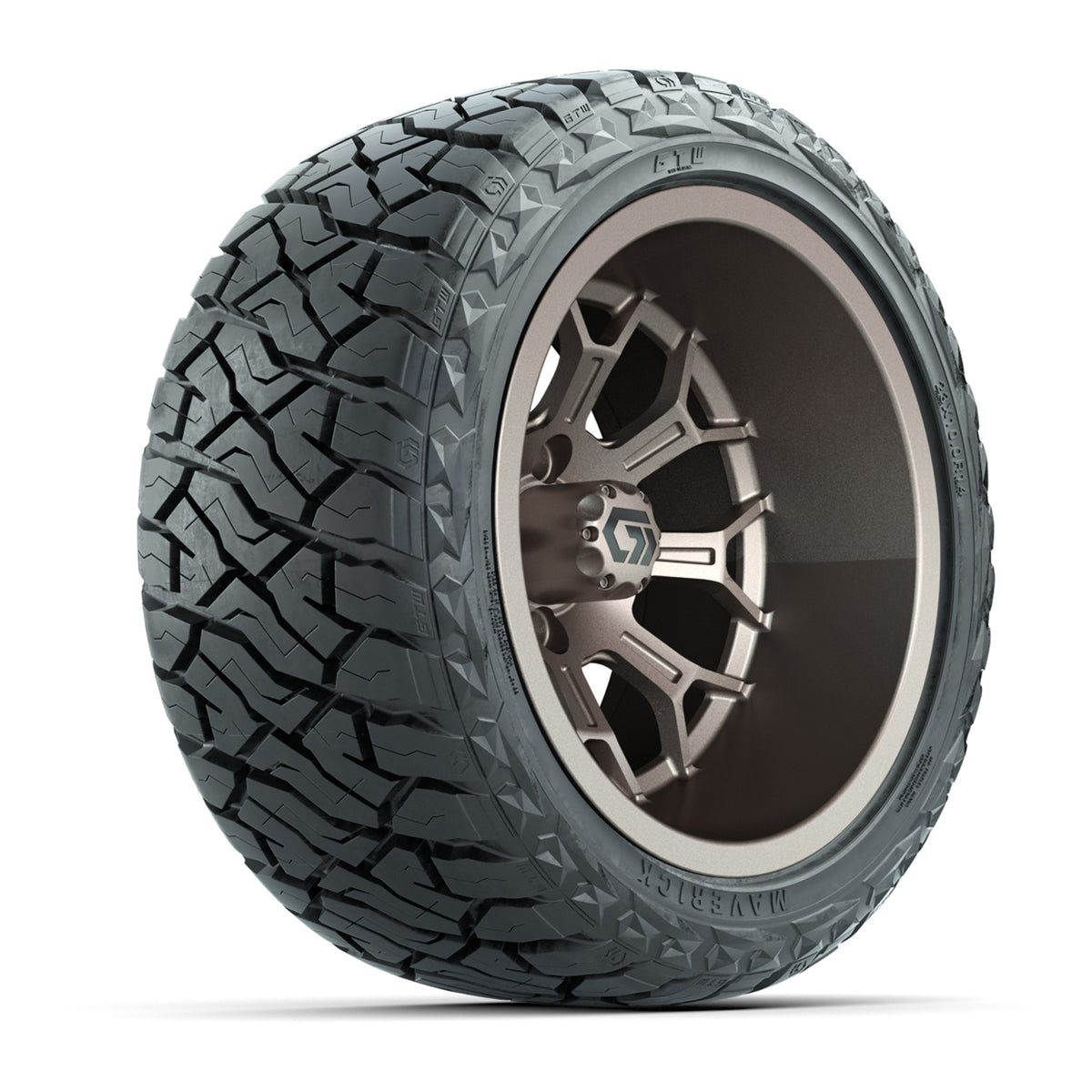 GTW® Assault Matte Bronze 14" Wheels with 23X10-R14 Maverick Steel Belted Radial All-Terrain Tires - Full Set