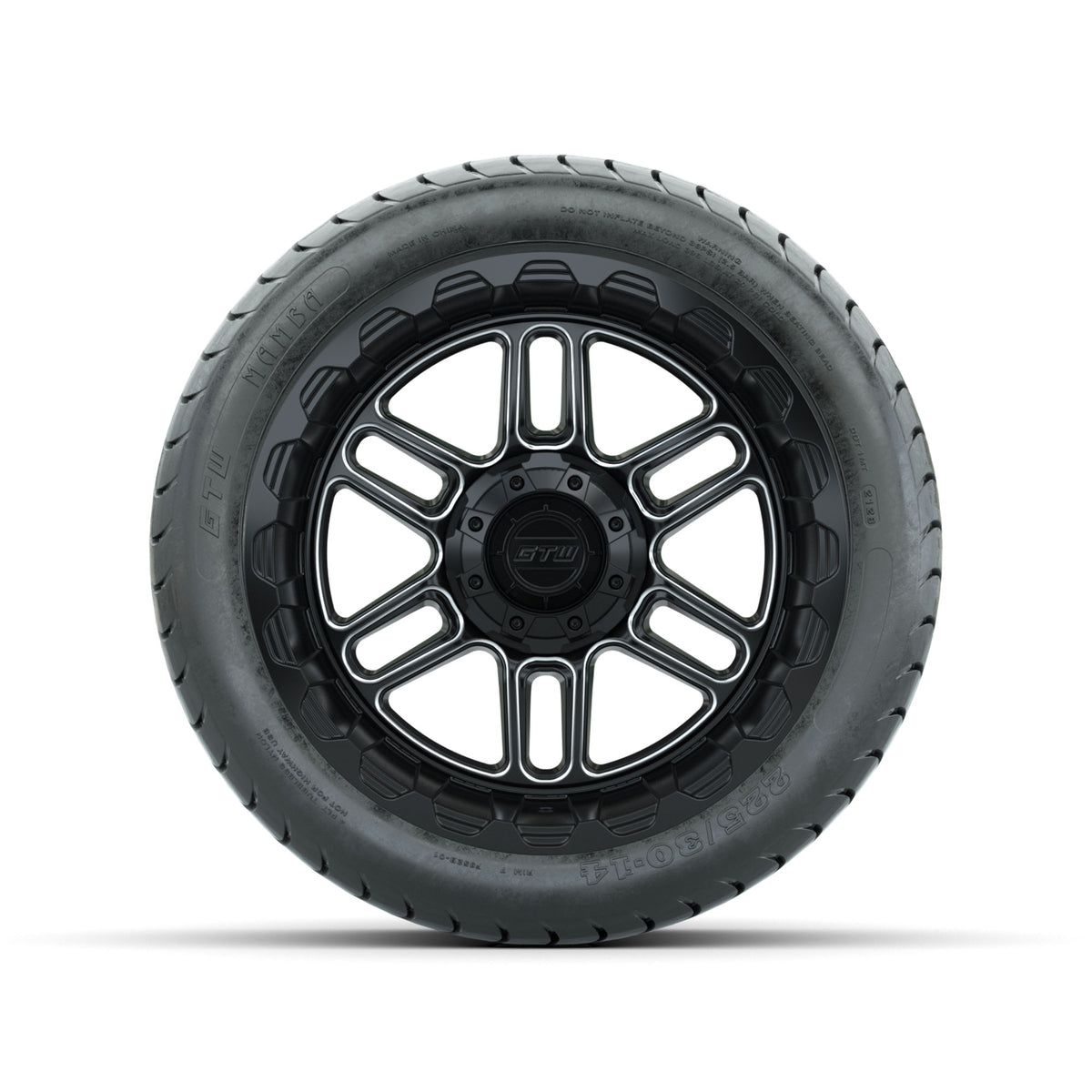 Set of (4) 14" GTW® Titan Machined & Black Wheels with 225/30-14 Mamba Street Tire