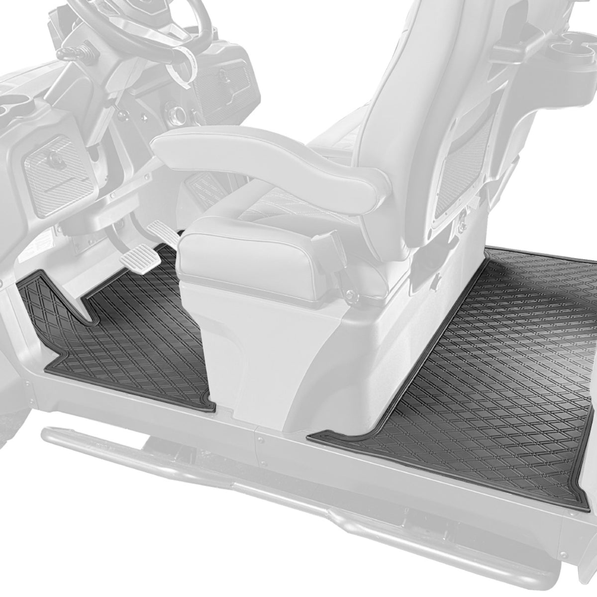 Xtreme Mats Full Coverage Golf Cart Floor Mat – Denago Rover 4F | All Black 2-Piece Set