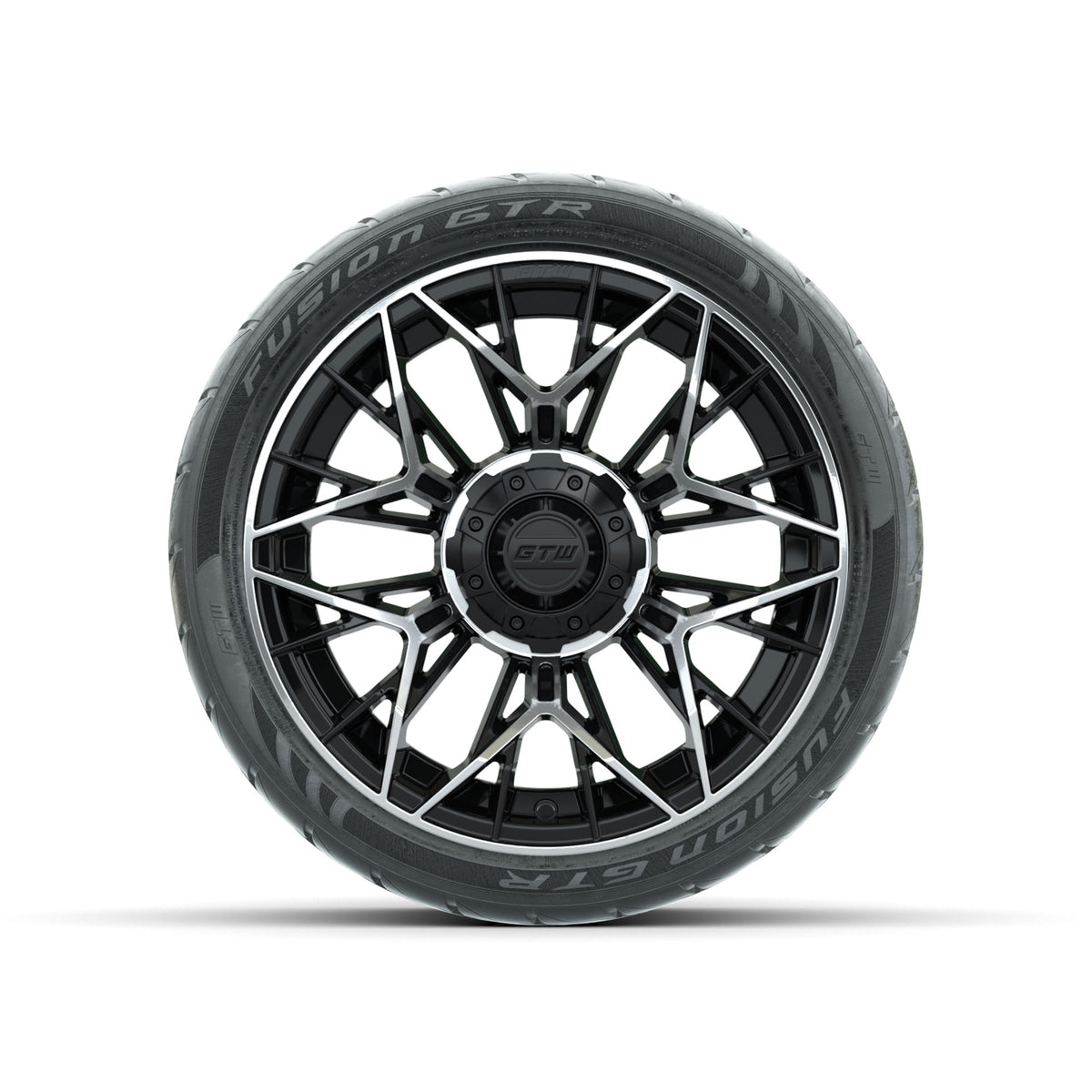 Set of (4) 14" GTW® Stellar Machined & Black Wheels with 205/40-R14 Fusion GTR Street Tires