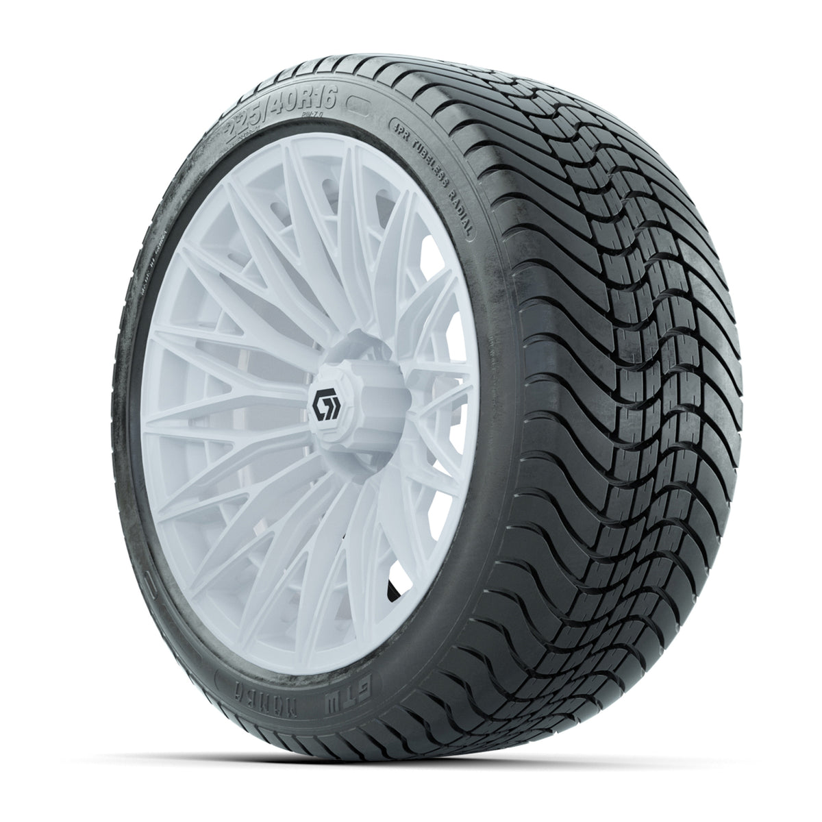 GTW 16" BLUR Gloss White Golf Cart Wheels & 225/40R16 Mamba Street Tire
