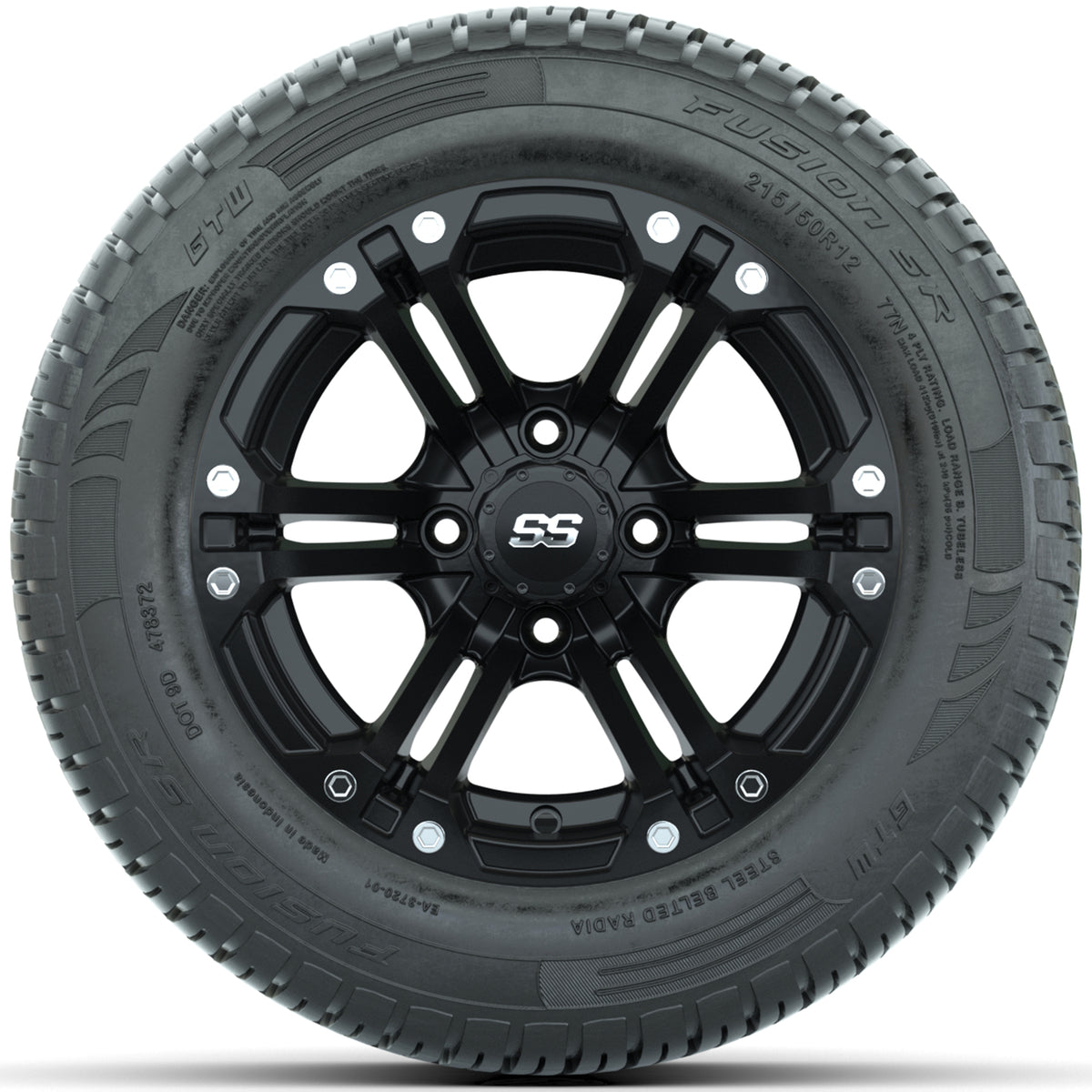 Set of (4) 12" GTW Specter Wheels with 215/50-R12 Fusion S/R Street Tires