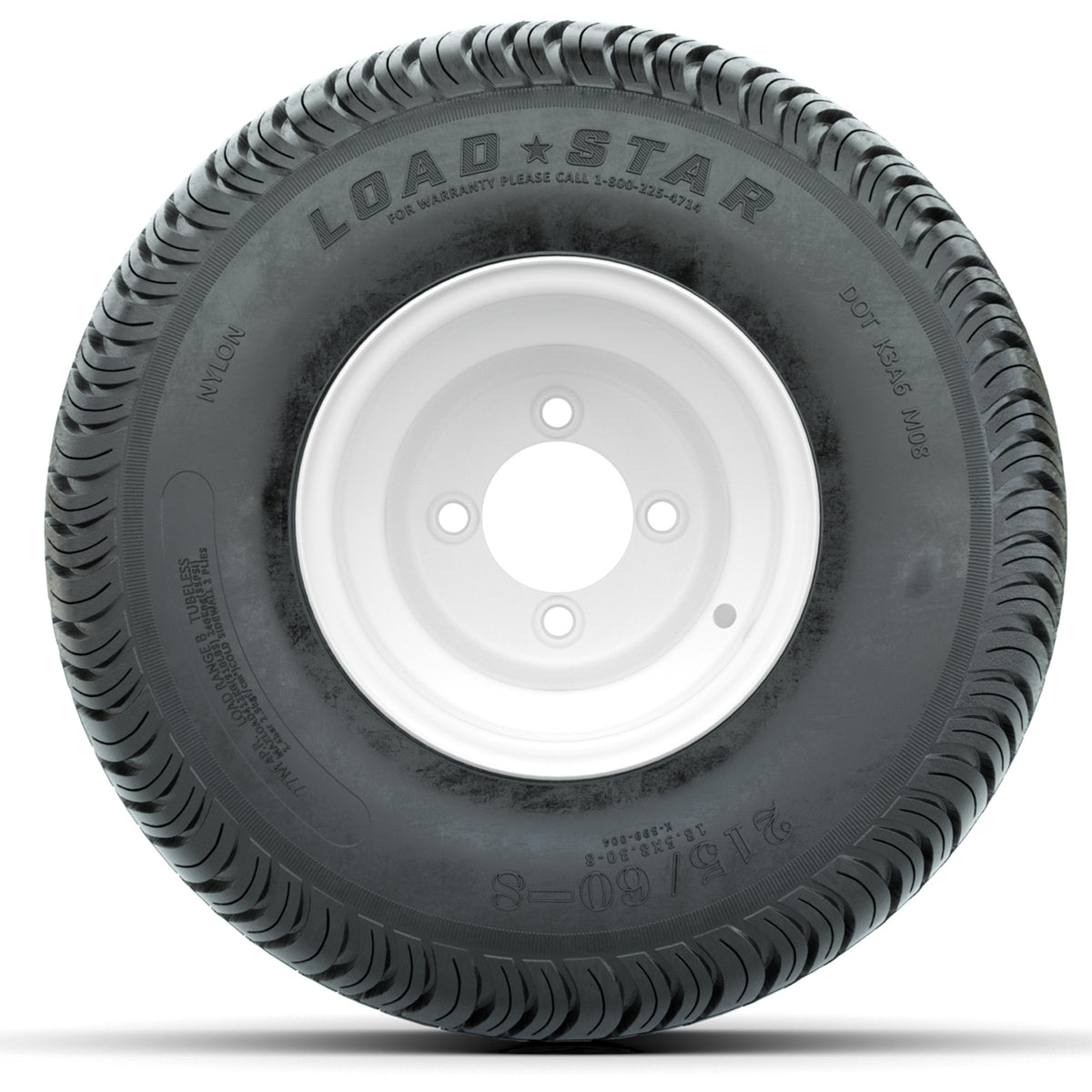 Set of (4) 8" White Steel Wheels with 18" Kenda Load Star Tires