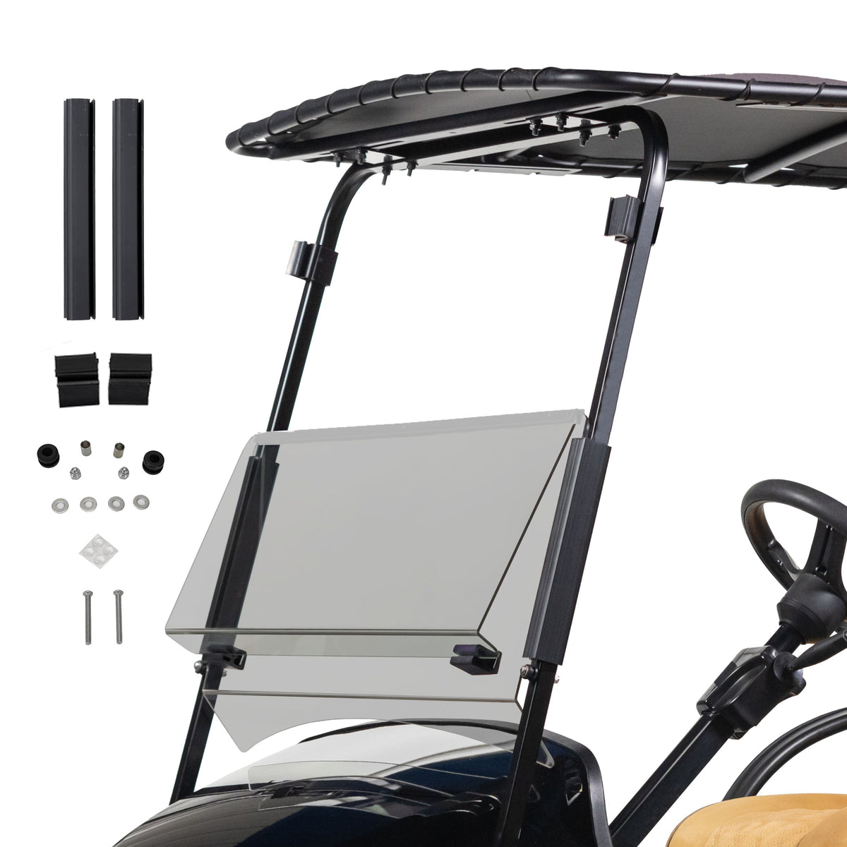 Tinted E-Z-GO TXT Bolt Impact-Resistant Folding Windshield (Years 1994-2013)