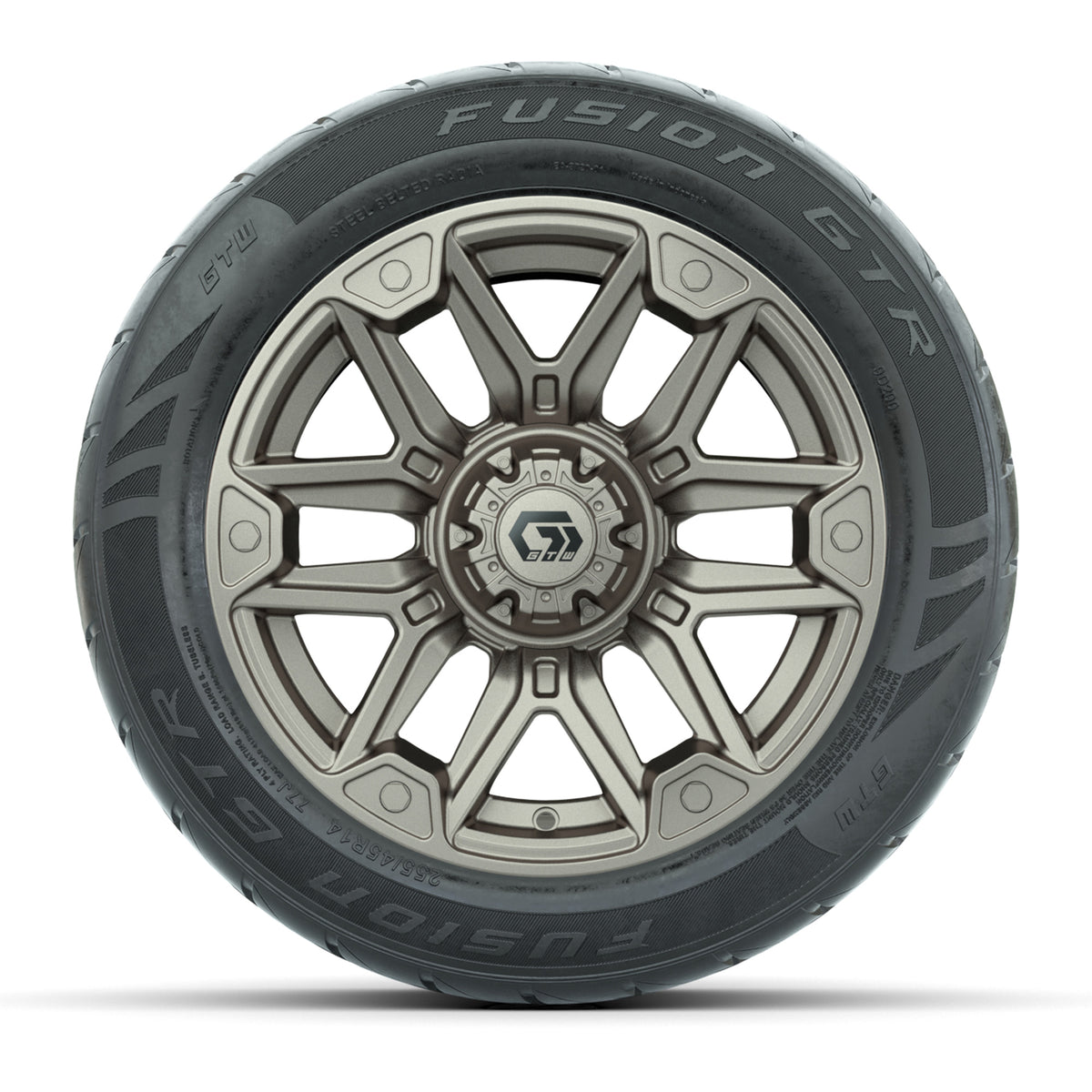 14" GTW® Graffiti Bronze/Black Golf Cart Wheels & 255/45-R14 Fusion GTR Radial Street Tires (Set of 4)