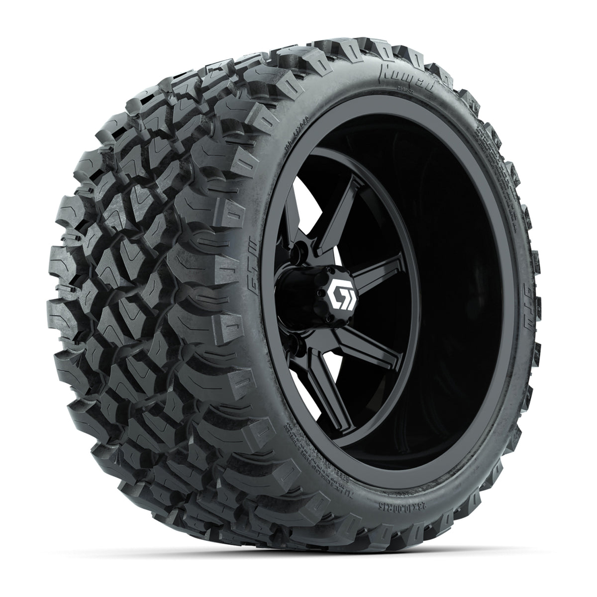 GTW® Reaper Gloss Black 15" Wheels with 23X10-R15 Nomad Steel Belted Radial All-Terrain Tires - Full Set