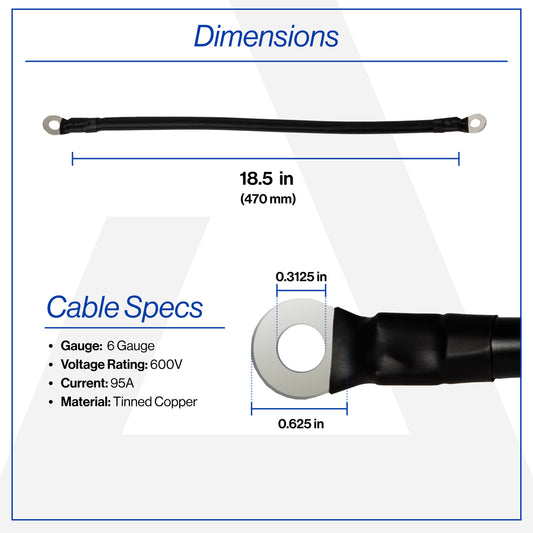 18.5 Inch 6-Gauge Black Battery Cable