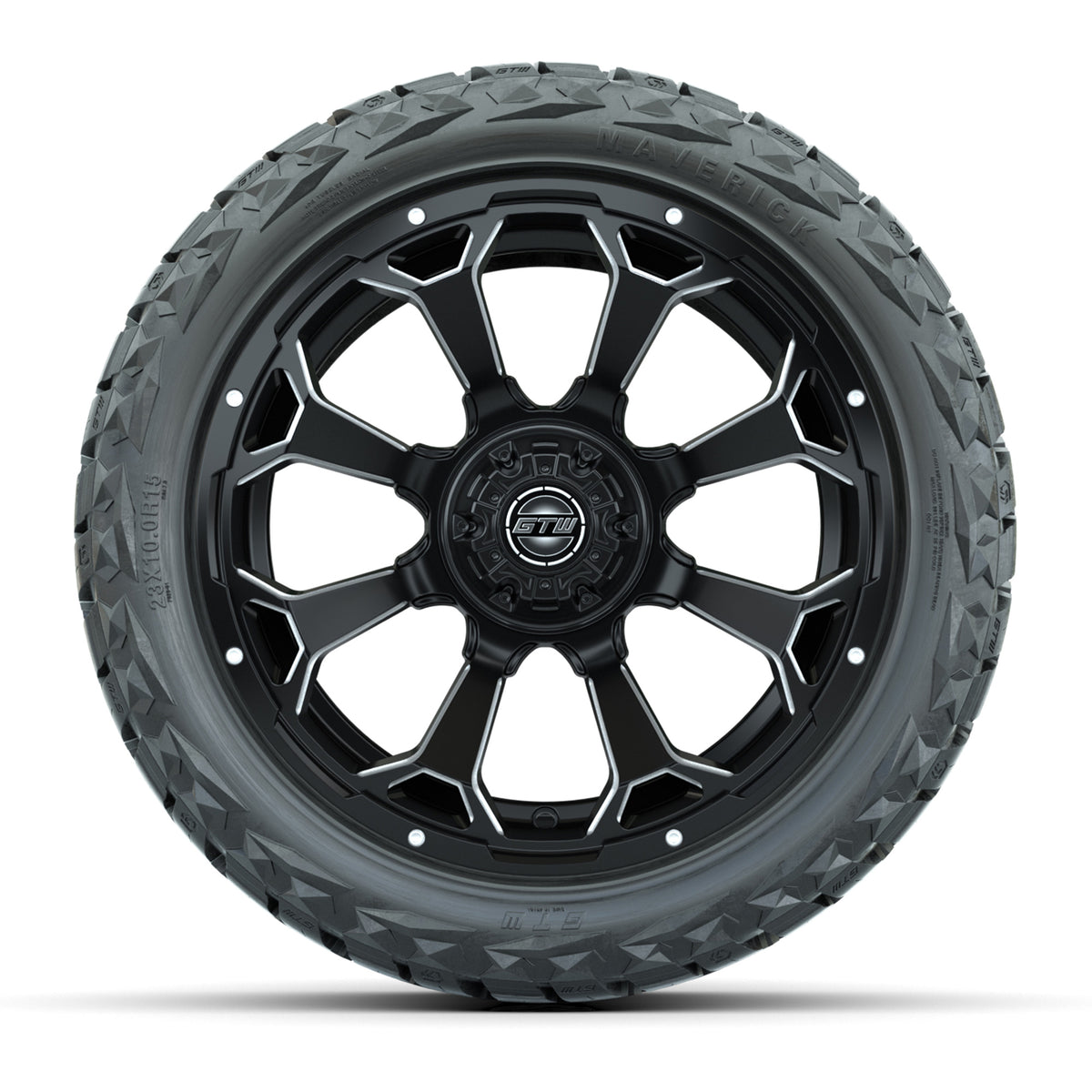 GTW Raven Matte Black 15" Wheels & 23x10.00-R15 Maverick All-Terrain Tires – Set of 4