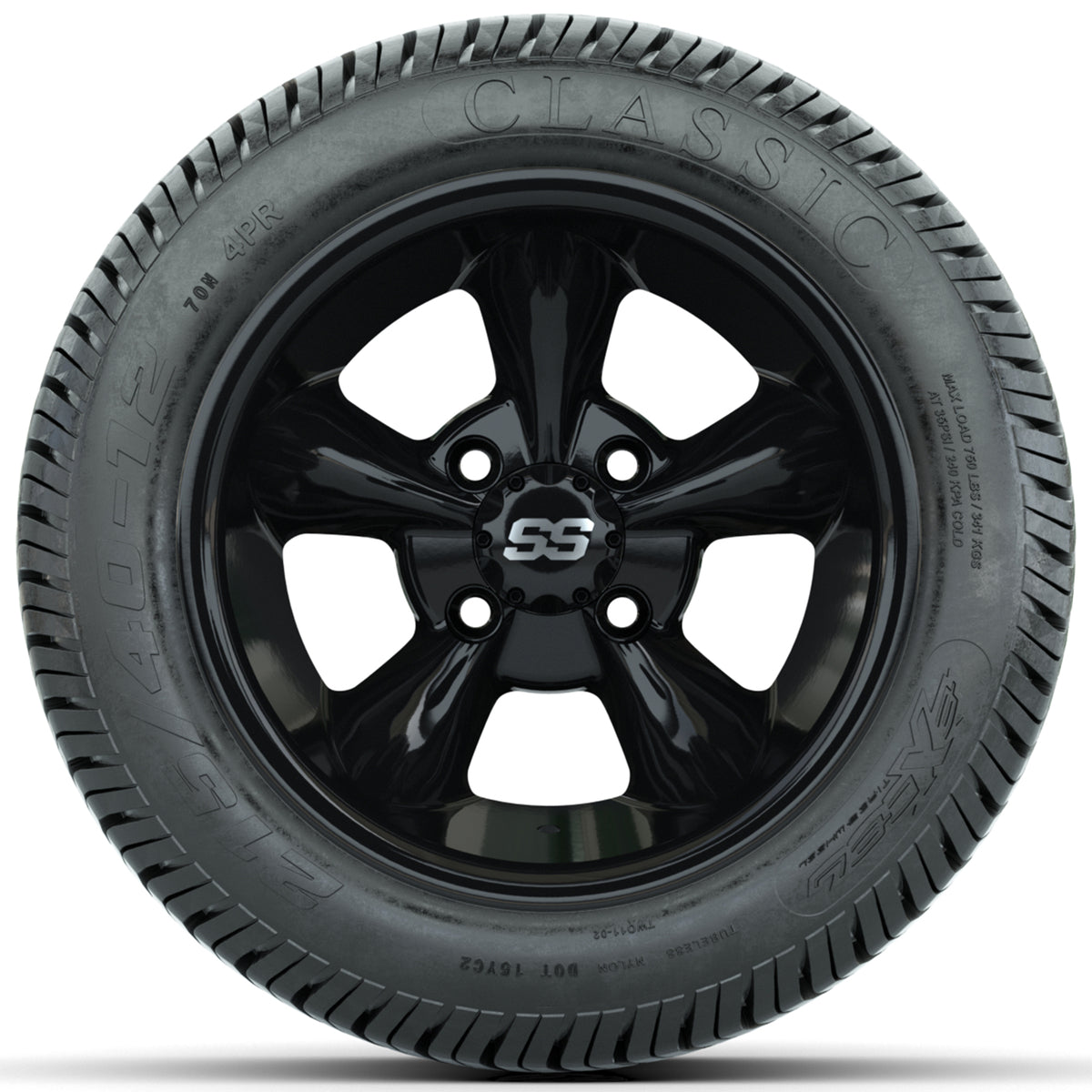 Set of (4) 12" GTW Godfather Wheels with 215/40-12 Excel Classic Street Tires