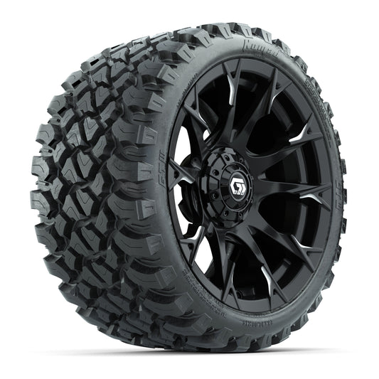 GTW Diablo Gloss Black/Machined 15" Wheels with 23x10-R15 Nomad All-Terrain Tires - Set of 4