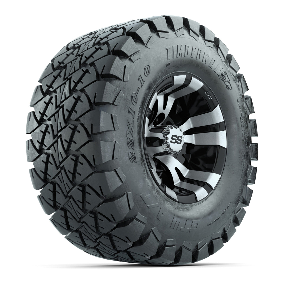 GTW Vampire 10" Black & Machined Wheels with 22" Timberwolf A/T Tires — Set of 4