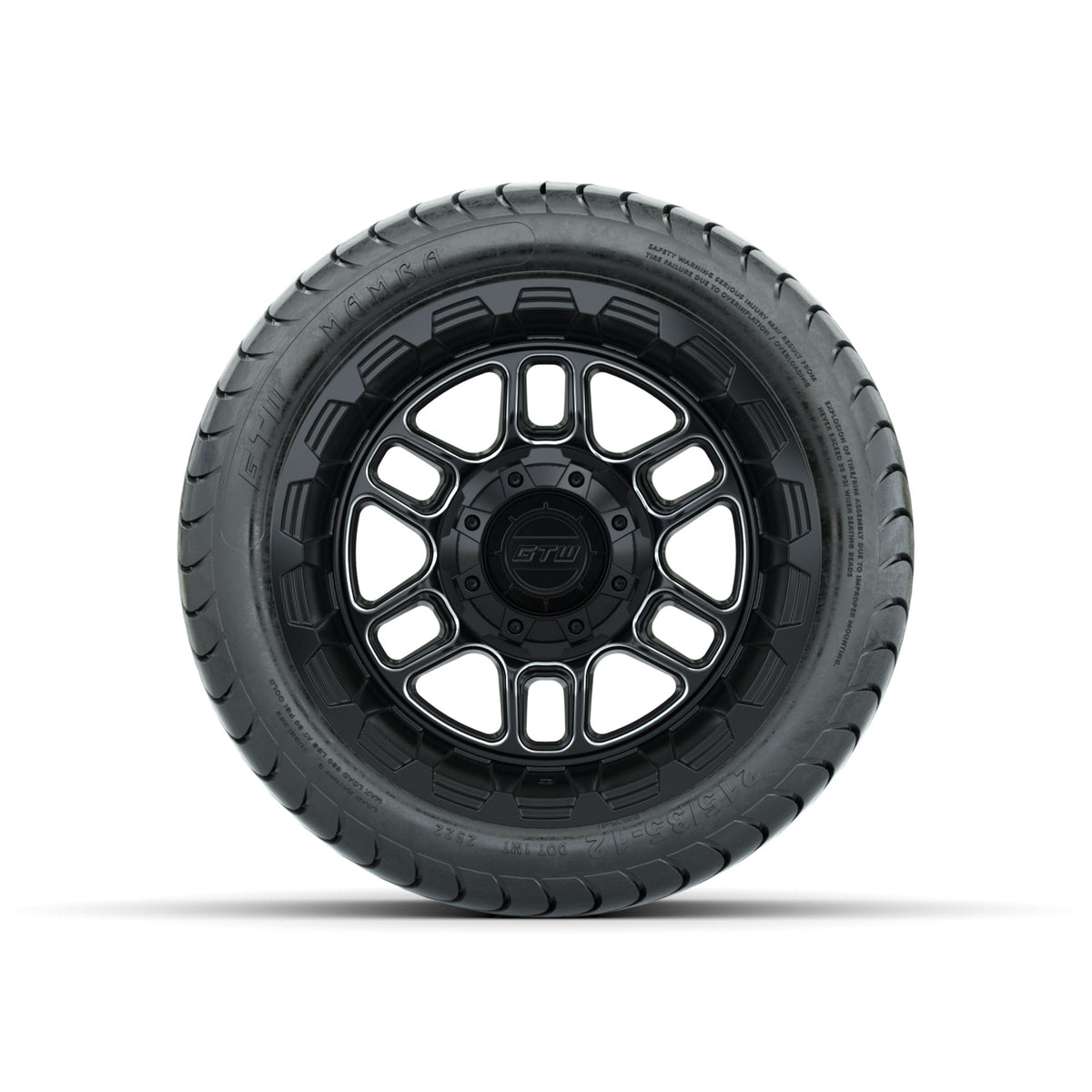 Set of (4) 12" GTW® Titan Machined & Black Wheels with 215/35-12 Mamba Street Tires