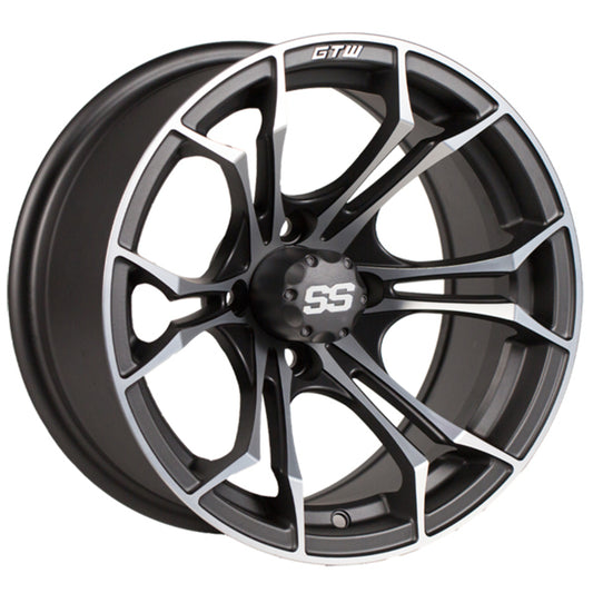 SPYDER WHEEL, 14X7 MATTE MACH/GRAY W/SS CAP