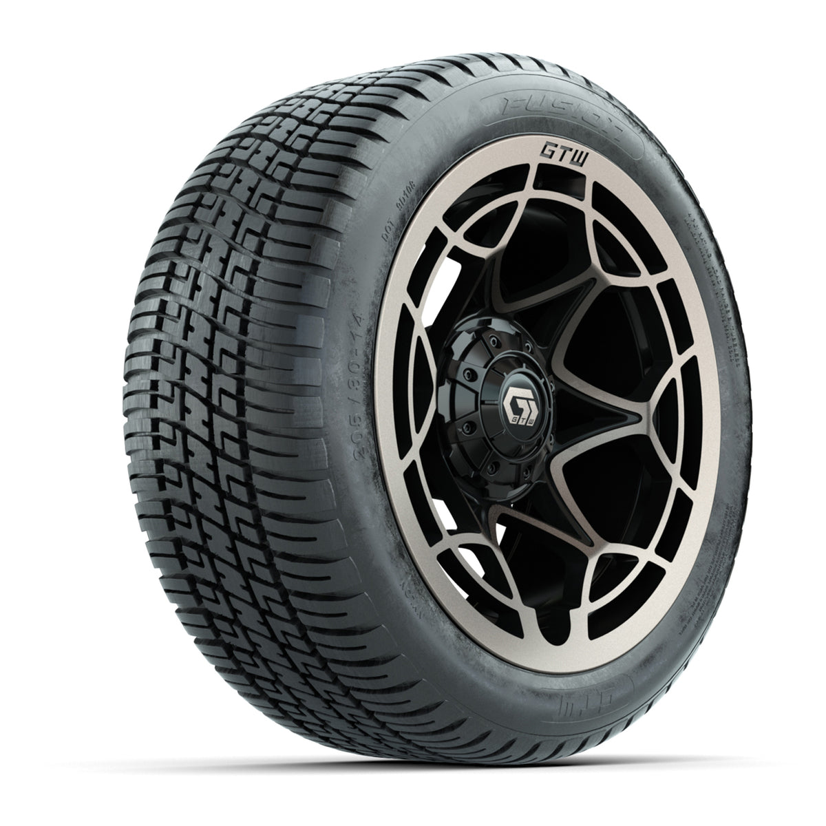 GTW® Nexus Gloss Black/Bronze 14 in Wheels with 205/30-14 Fusion Street Tires Full Set
