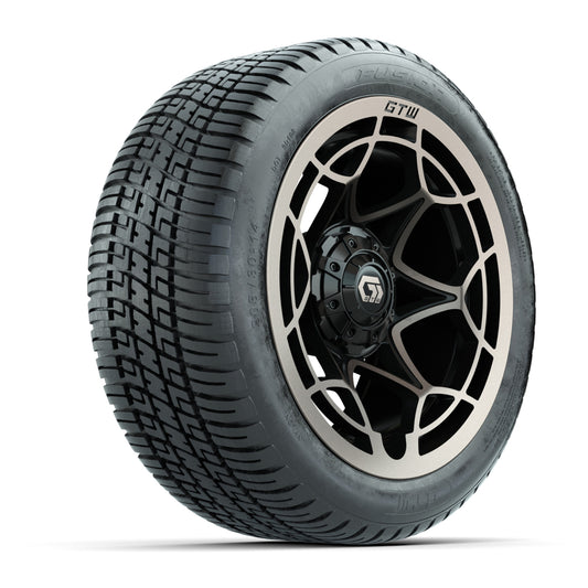 GTW® Nexus Gloss Black/Bronze 14 in Wheels with 205/30-14 Fusion Street Tires Full Set