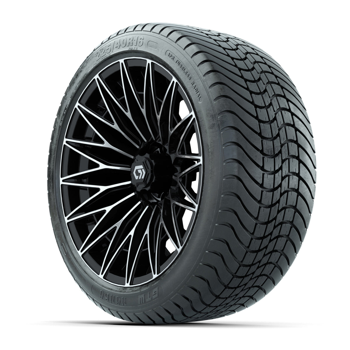GTW® Blur Black/Machined 16" Wheels with 225/40-R16 Maverick Street Tires - Full Set