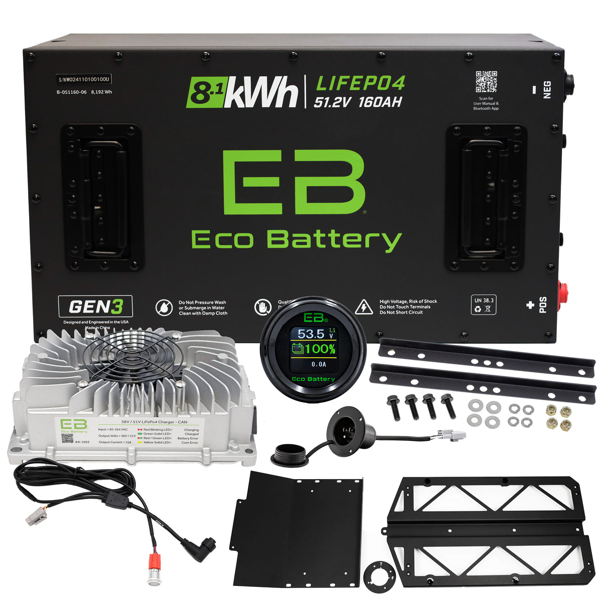 Eco Battery 51V Lithium Conversion Kit for Polaris Ranger EV - Gen3 105ah/160ah/210ah/320ah