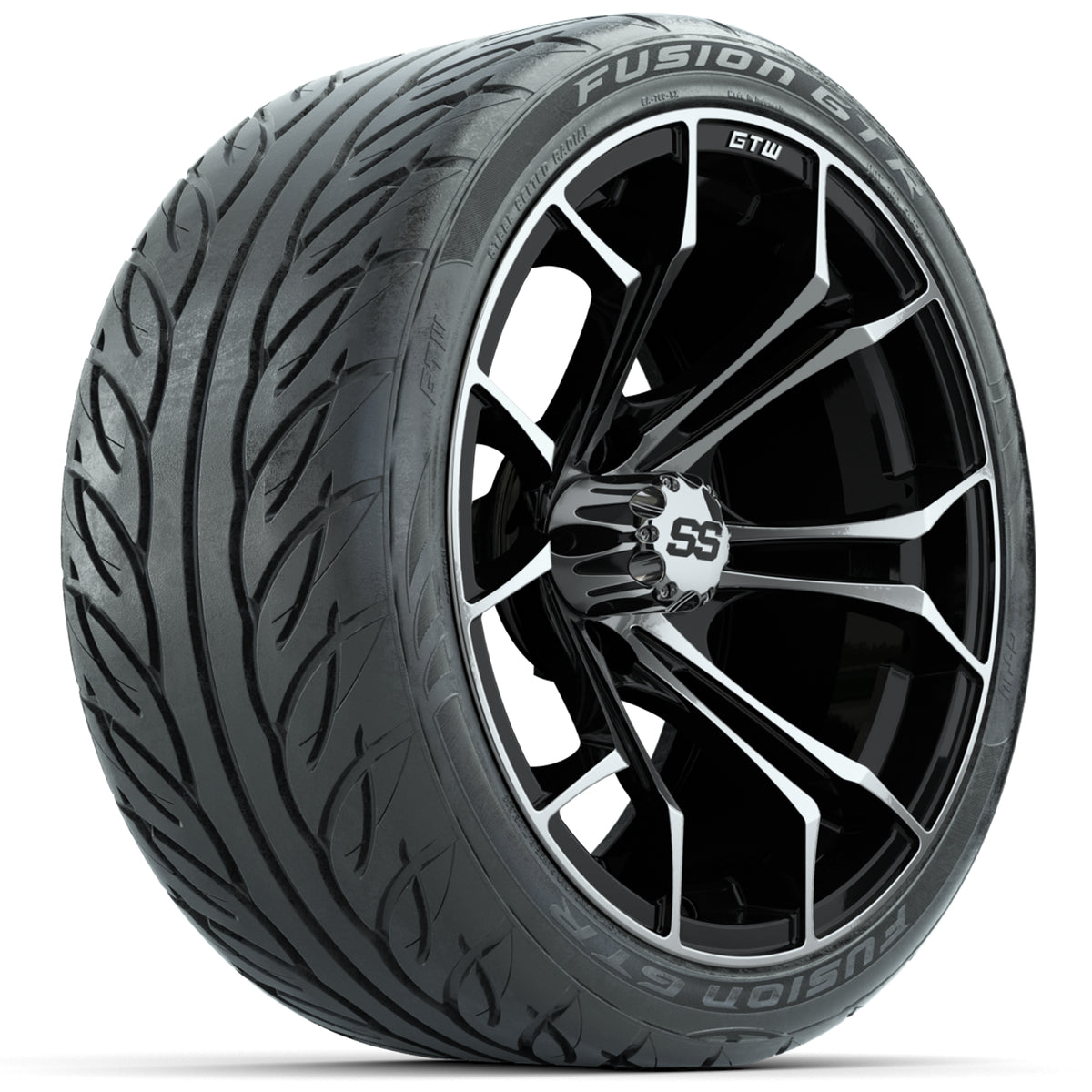 GTW Spyder Machined/Black 15" Wheels with 215/40-R15 Fusion GTR Street Tires Full Set