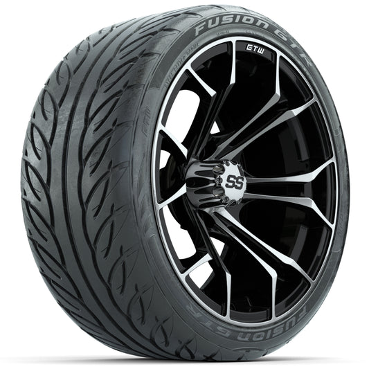 GTW Spyder Machined/Black 15" Wheels with 215/40-R15 Fusion GTR Street Tires Full Set